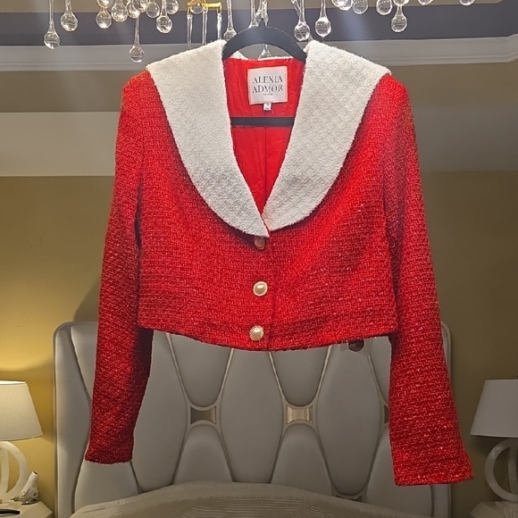 Alexia Admor Red Cardigan with White Collar NWOT - Picture 5 of 16